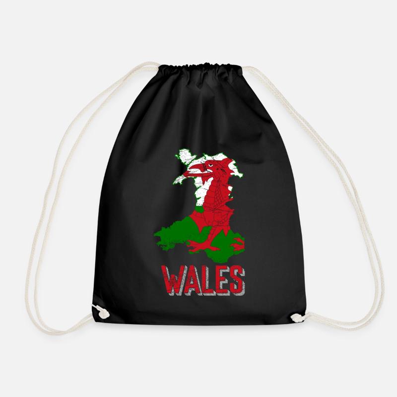 Wales - Drawstring Bag - black