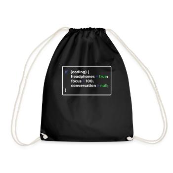 Programmer programming - Drawstring Bag - black - Front
