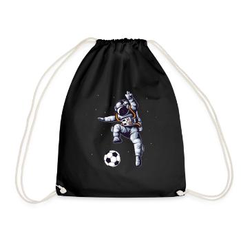Soccer astronaut in space soccer player fan - Drawstring Bag - black - Front