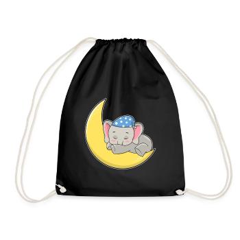 Elephant Moon - Drawstring Bag - black - Front