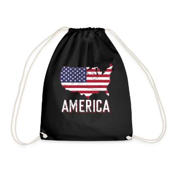 Amerika Flagge Land Form - Turnbeutel - Schwarz - Vorne
