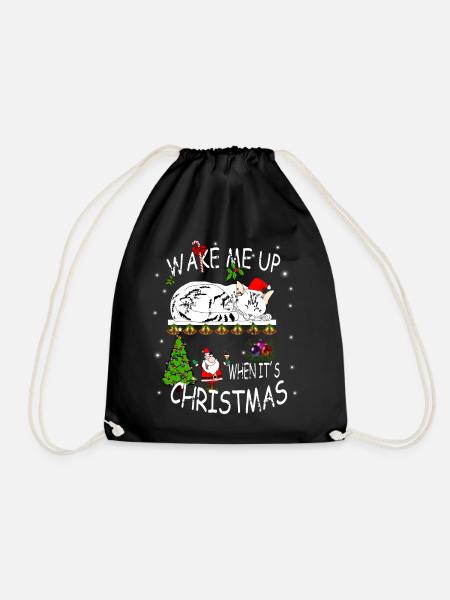 Frohes Fest mit Katze - Turnbeutel - Schwarz