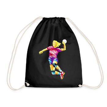 Handballmama Mama Handball Frauen Sportplatz - Turnbeutel - Schwarz - Vorne