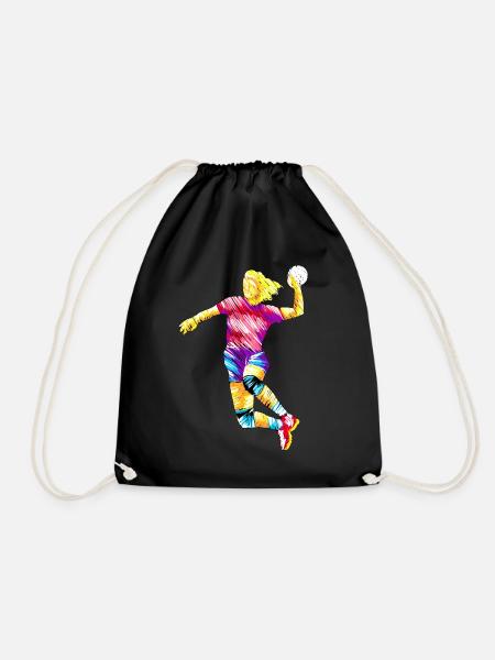 Handball mom mum handball women sports field - Drawstring Bag - black