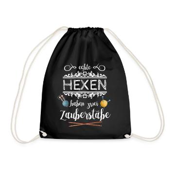 Humorvoller Wolle Spruch für Großmütter Geschenk - Turnbeutel - Schwarz - Vorne