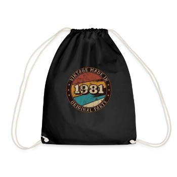 1981 Geburtstag Vintage Geschenkidee - Turnbeutel - Schwarz - Vorne