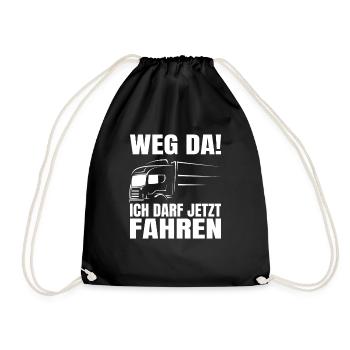 LKW Führerschein Bestanden Weg Da! Geschenk - Turnbeutel - Schwarz - Vorne