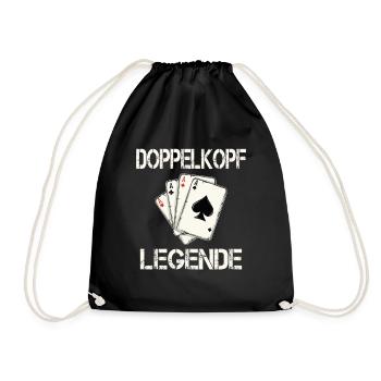 Doppelkopf Kartenspieler - Turnbeutel - Schwarz - Vorne