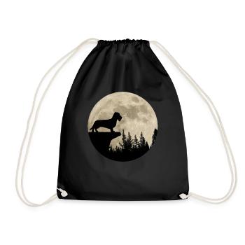 Dackel Rauhaar Teckel Dachshund Mond Geschenk - Turnbeutel - Schwarz - Vorne