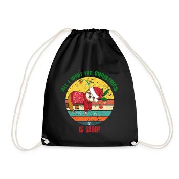Sloth with Christmas sweater - Drawstring Bag - black - Front