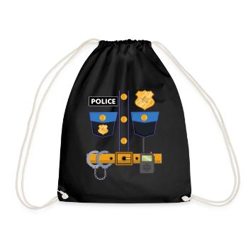 Police Costume Policeman Policewoman Cop Law Enfor - Drawstring Bag - black - Front