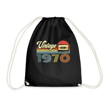 Vintage 1970 Cassette Mixtape - 50e anniversaire - Sac de sport léger - noir - Devant