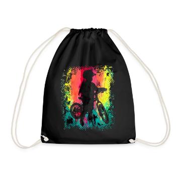 Enfant avec vélo pour enfants couleurs arc-en-ciel coloré - Sac de sport léger - noir - Devant