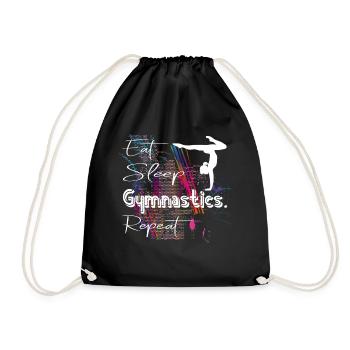 Eat Sleep Gymnastics Repeat Gymnastics Gymnastics - Drawstring Bag - black - Front