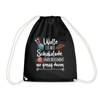 Humorvoller Wolle Spruch für Näherinnen Geschenk - Turnbeutel - Schwarz - Vorne