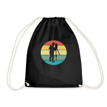 Retro Vintage Gift Land Surveyoer Surveying - Drawstring Bag - black - Front