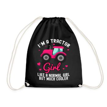 Tractor Agriculture Farm Farm Equipment Girl - Drawstring Bag - black - Front