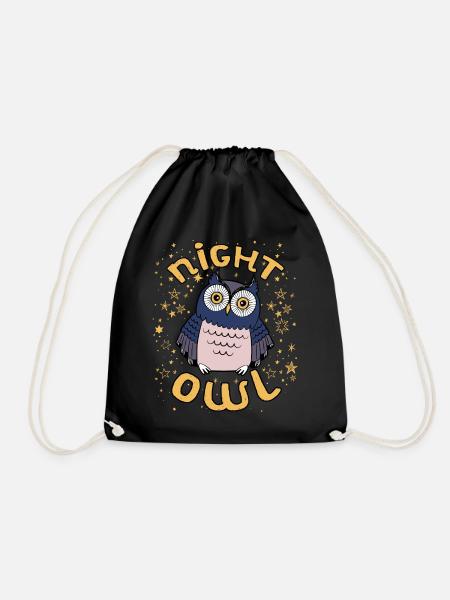 night owl - Drawstring Bag - black
