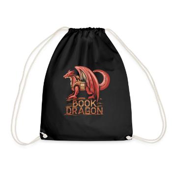 Book Dragon not a Worm - Books Drache Adventure - Drawstring Bag - black - Front