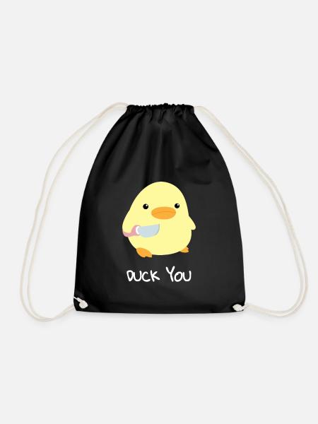 Duck you - Duck with knife Meme - Ente mit Messer - Turnbeutel - Schwarz