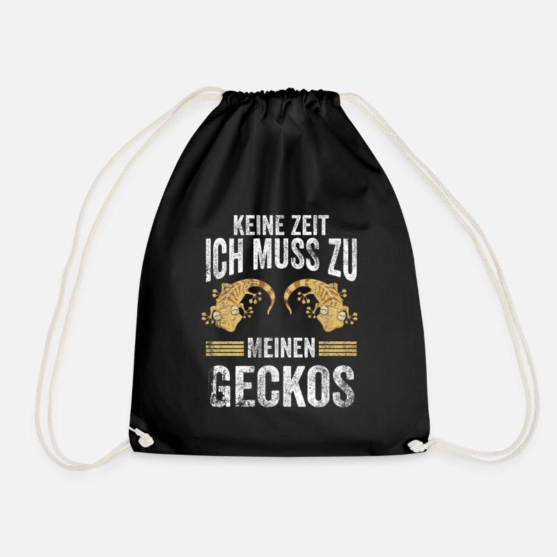Gecko Terraristik Echse Salamander Geschenk - Turnbeutel - Schwarz