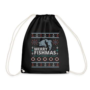 Ugly X-Mas Fishing Hobby Angler Christmas Gift - Drawstring Bag - black - Front