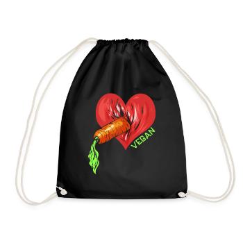 Vagin Carotte Coeur Vegan - Cadeau Vegan - Sac de sport léger - noir - Devant