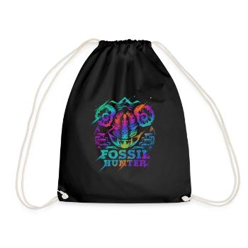 Fossil Hunter Funny Geology Geologist Gift - Drawstring Bag - black - Front