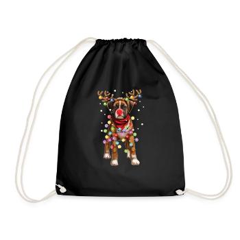 Noël Boxer Dog - Cadeau de chiot de vacances drôle - Sac de sport léger - noir - Devant