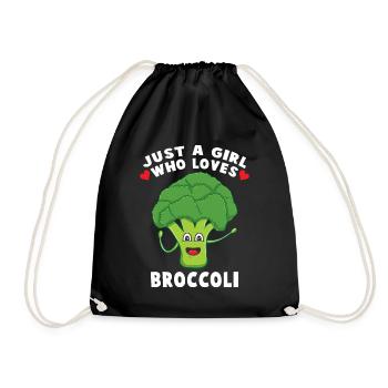 Just A Girl Who Loves Broccoli Gift Vegan - Drawstring Bag - black - Front