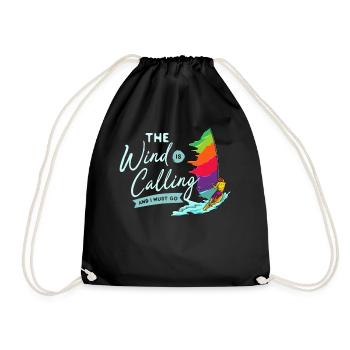 Windsurfing windsurfer surfboard wind surfing - Drawstring Bag - black - Front