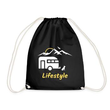 Cadeau de montagne de chien de caravane de camping de style de vie - Sac de sport léger - noir - Devant