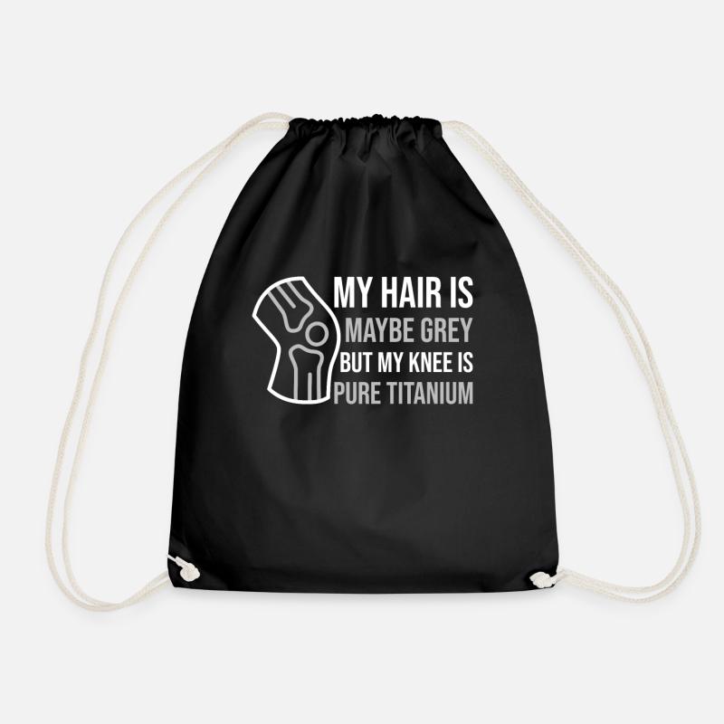 Knee Pure Titanium Knee Surgery Gift - Drawstring Bag - black