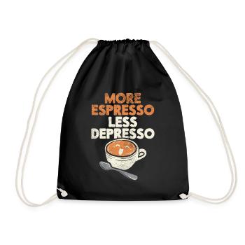More Espresso Less Depresso Barista Espresso bar - Drawstring Bag - black - Front