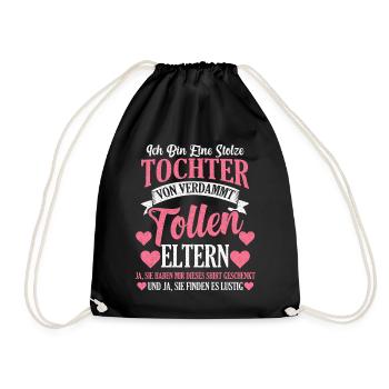 Tochter Eltern Familienmitglied Geschenk - Turnbeutel - Schwarz - Vorne