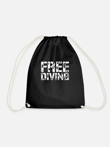 I love freediving, freediving, freediving - Drawstring Bag - black