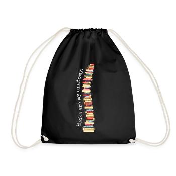 Books Books Are My Anatomy Spine Bookworm - Drawstring Bag - black - Front