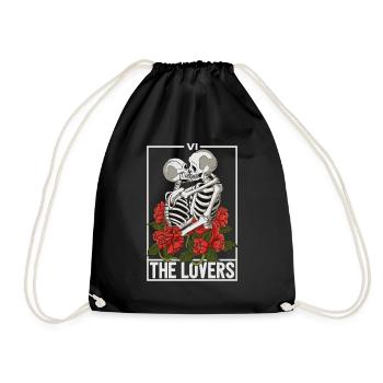 The Lovers Tarot Major Arcana  Card - Drawstring Bag - black - Front