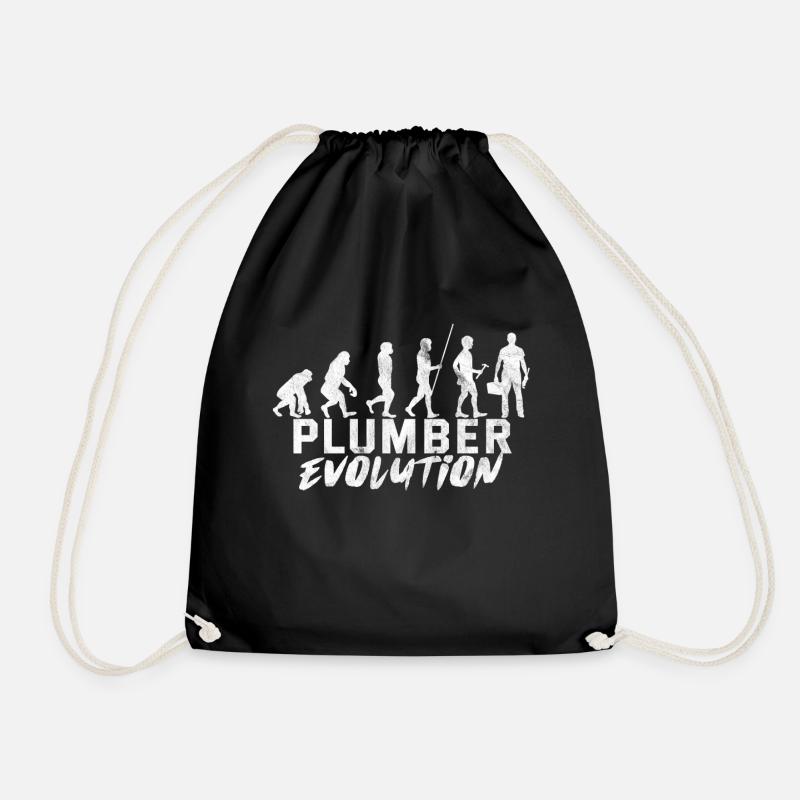 Klempner Evolution Sanitär Rohr Installateur Witz - Turnbeutel - Schwarz