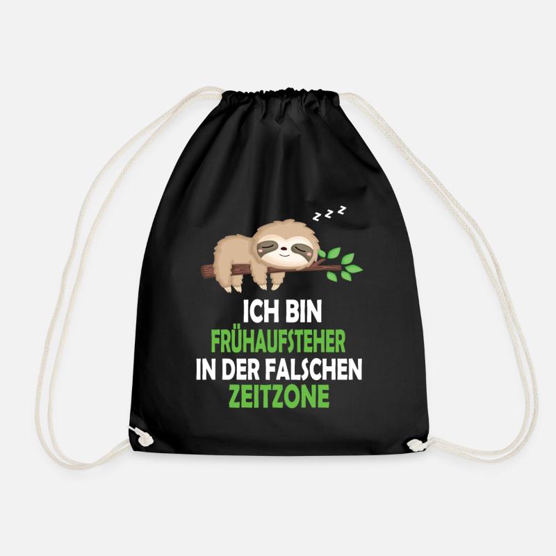 Faultier Schlafanzug Nachthemd Schlafshirt Pyjama - Turnbeutel - Schwarz