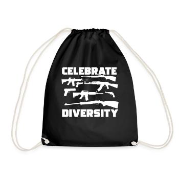 Celebrate Diversity Second Amendment Pro Gun Enthu - Drawstring Bag - black - Front
