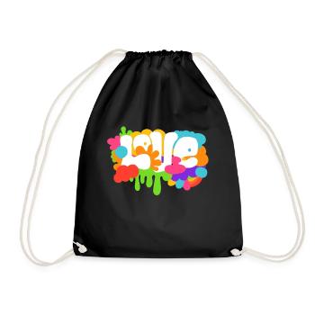 Liebe Friede Freiheit Geschenk - Turnbeutel - Schwarz - Vorne