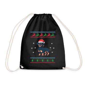 Chandail laid de Noël teckel teckel - Sac de sport léger - noir - Devant