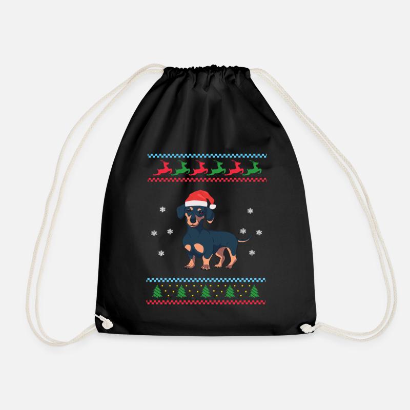 Dackel Dachshund Weihnachten Ugly Sweater - Turnbeutel - Schwarz