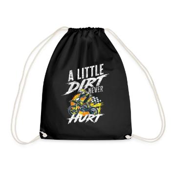 Funny motocross dirt mud - Drawstring Bag - black - Front