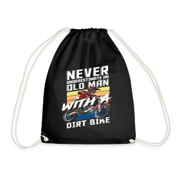 Motocross Old Men Dirt Bike Race Track - Drawstring Bag - black - Front