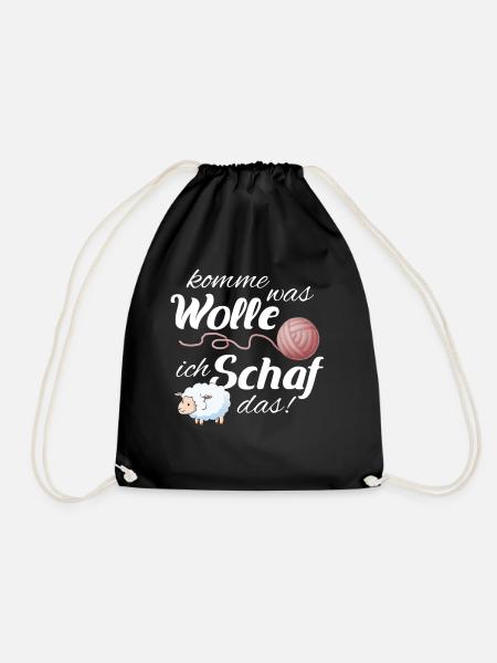 Witziger Wolle Spruch für Näherinnen Geschenk - Turnbeutel - Schwarz
