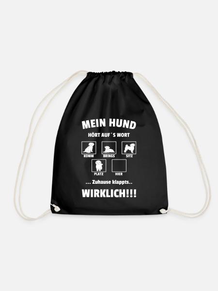 Hund Hört Aufs Wort Hundetrainer Hunde Sprüche - Turnbeutel - Schwarz