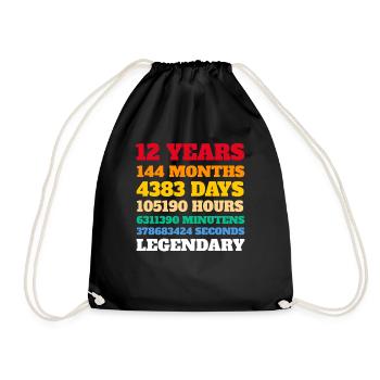Kids 12th Birthday 12 Years Old Gift Idea - Drawstring Bag - black - Front