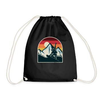 Sports d'hiver de snowboard vintage rétro - Sac de sport léger - noir - Devant